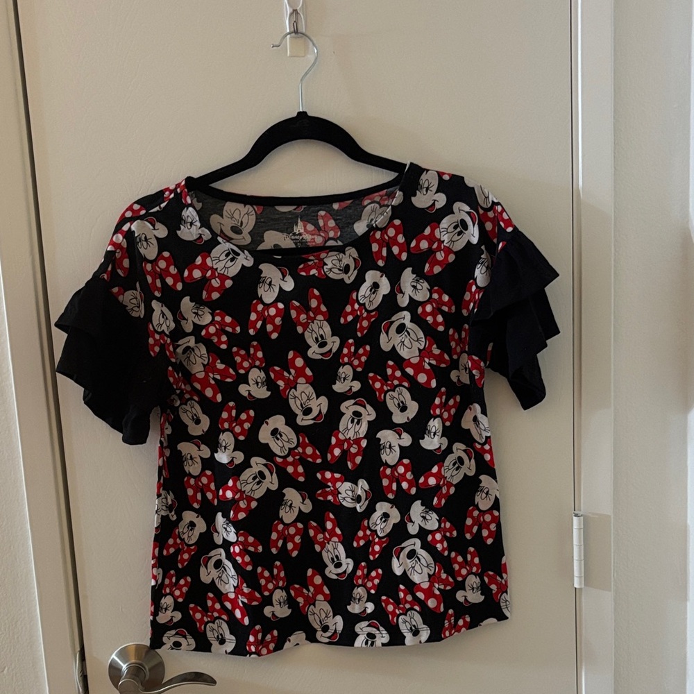 Disney Women's Black and Red Minnie Mouse Blouse
